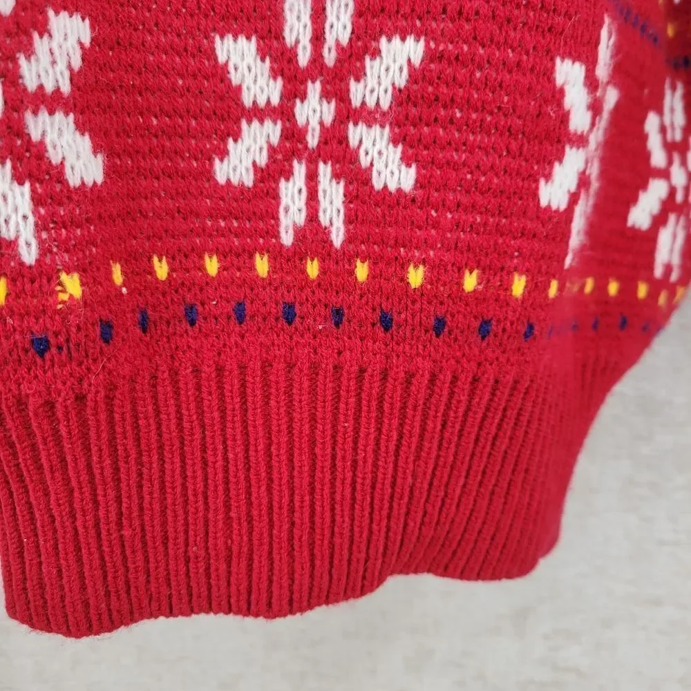 Greatland Vintage 90s Men's Red Nordic Fair Isle Crewneck Sweater